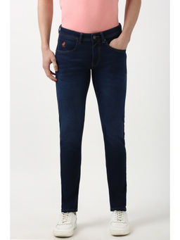 Peter England - Men Navy Blue Light Wash Skinny Fit Jeans