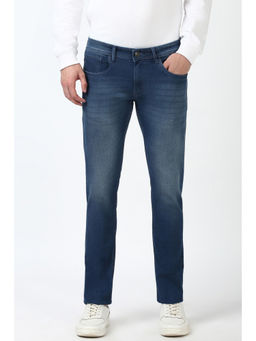 Peter England - Men Navy Blue Mid Wash Skinny Fit Jeans