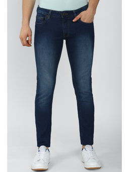 Peter England - Men Navy Blue Dark Wash Low Skinny Fit Jeans