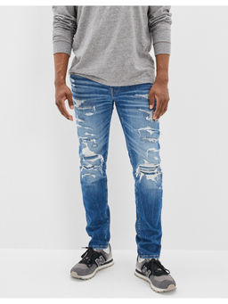 American Eagle - Men Blue Airflex Patched Slim Jeans