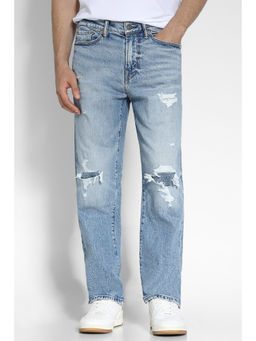 American Eagle - Men Blue Easyflex Athletic Loose Ripped Jeans