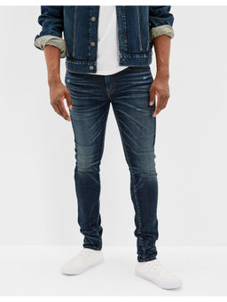 American Eagle - Men Blue Airflex 360 Distressed Skinny Jeans