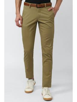 Van Heusen - Men Olive Solid Slim Fit Trousers