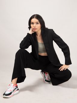 Twenty Dresses by Nykaa Fashion - Work Black Solid Single Breasted Blazer