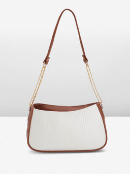 Fabbhue - Womens Strips White Handbag