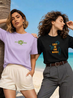 RIGO - Women Multi-Colour Cotton T-Shirts (Pack of 2)