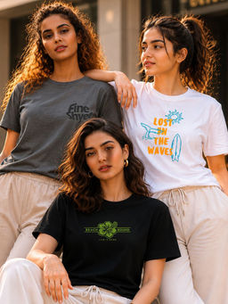 RIGO - Women Multi-Colour Cotton T-Shirts (Pack of 3)