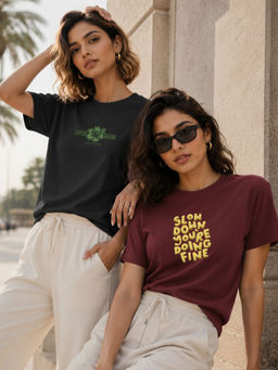 RIGO - Women Multi-Colour Cotton T-Shirts (Pack of 2)