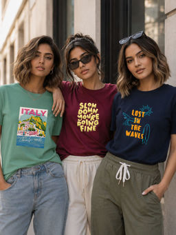 RIGO - Women Multi-Colour Cotton T-Shirts (Pack of 3)