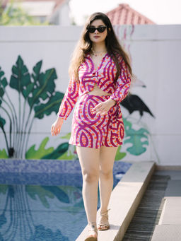 GARDEN PARTY - Women Magenta Georgette Co-Ord Set