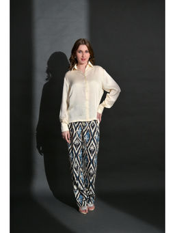 GARDEN PARTY - Women Black Viscose Top with Trousers