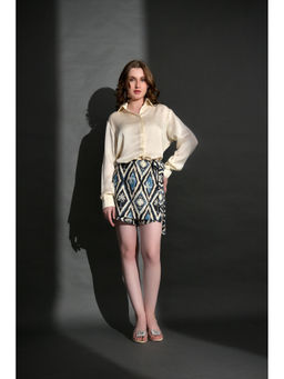 GARDEN PARTY - Women Off White Viscose Top with Skirt