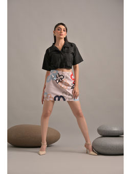 GARDEN PARTY - Women Black Cotton Top with Skirt