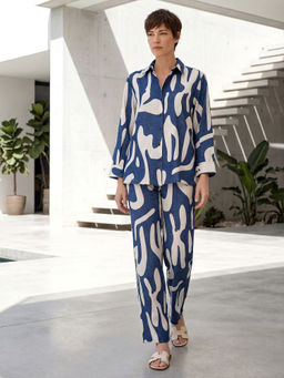 GARDEN PARTY - Women Blue Cotton Blend Co-Ord Set