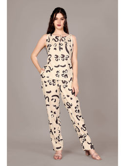 GARDEN PARTY - Women Off White Cotton Blend Top with Trousers Co-Ord Set