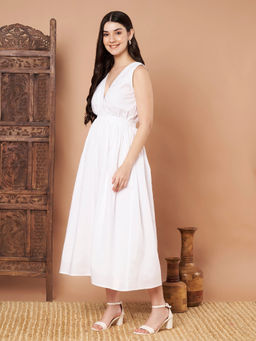 CHARMGAL - Women White Cotton Dress