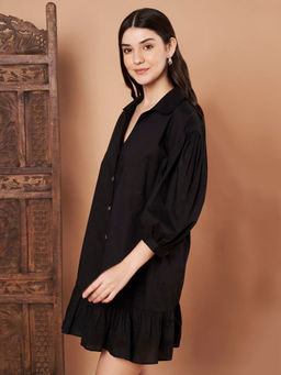 CHARMGAL - Women Black Cotton Dress
