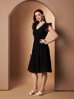 CHARMGAL - Women Black Cotton Dress