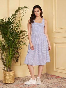 CHARMGAL - Women Blue Cotton Dress