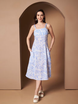 CHARMGAL - Women Blue Cotton Dress