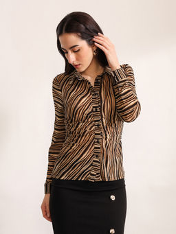 Kazo - Women Brown Retro Shirt
