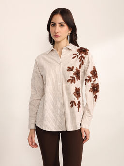 Kazo - Women White Copper Shirt