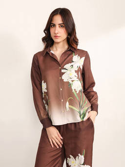 Kazo - Women Brown Myra Shirt