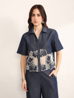Kazo - Women Blue Indigo Shirt