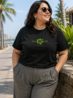 RIGO - Women Black Cotton T-Shirt