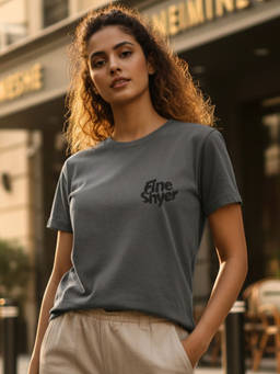 RIGO - Women Grey Cotton T-Shirt