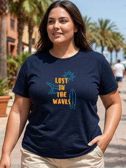 RIGO - Women Navy Blue Cotton T-Shirt