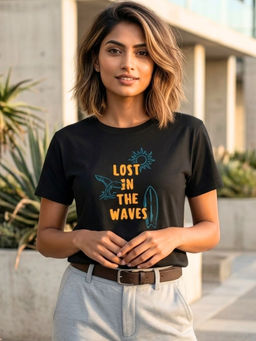 RIGO - Women Black Cotton T-Shirt