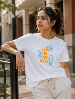 RIGO - Women White Cotton T-Shirt