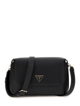 Guess - Black Textured Meridian Flap Sling Bag With Detachable Strap