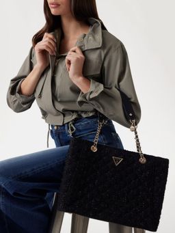 Guess - Black Textured Giully Tote Bag