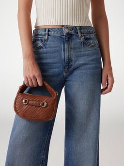 Guess - Cognac Basket Weave Francy Handbag With Detachable Strap