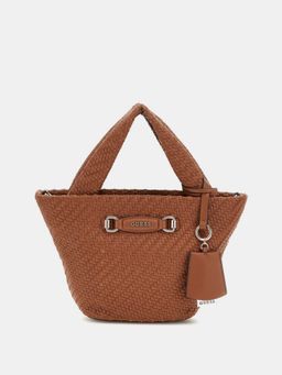 Guess - Cognac Basket Weave Francy Mini Tote Bag