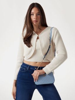 Guess - Stormy Blue Quilted Betula Mini Crossbody Sling Bag With Detachable Strap