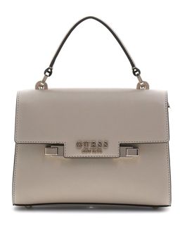 Guess - Taupe Solid Eco Aldith Mini Top Handle Flap Satchel Bag With Detachable Strap