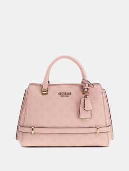 Guess - Peony Logo Monogram Zarela Luxury Satchel Bag With Detachable Strap