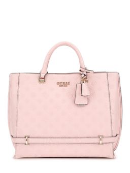 Guess - Peony Logo Monogram Zarela Girlfriend Satchel Bag With Detachable Strap