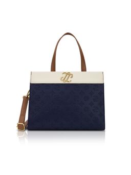 Lavie Signature - Colorblock Marfa Satchel Bag With Detachable Strap - Navy Blue (M)