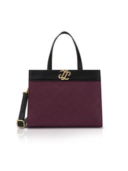 Lavie Signature - Colorblock Marfa Satchel Bag With Detachable Strap - Maroon (M)
