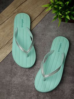 SOLETHREADS - Lustre Aqua Self Design Women Flip Flop