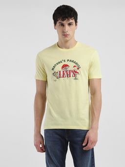 Levi's - Mens Graphic Print Crew Neck T-Shirt Yellow
