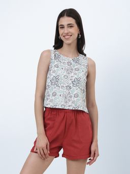 Fabindia - White Cotton Waist Length Short Top