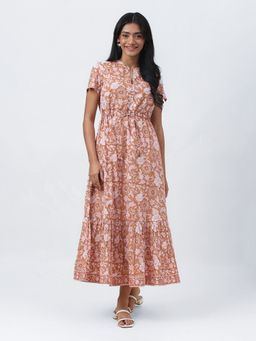 Fabindia - Brown Cotton Printed Maxi