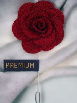 PELUCHE - Brawny Delicacy Maroon Brooch Lapel Pin For Men