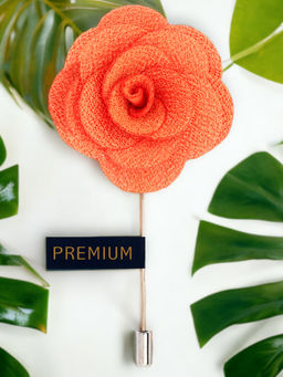 PELUCHE - Brawny Delicacy Orange Brooch Lapel Pin For Men