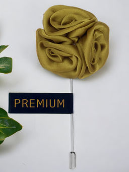 PELUCHE - Ranunculus Flower Olive Brooch Lapel Pin For Men
